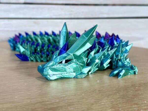 Crystal Dragon Blue green silk with blue magenta crystal