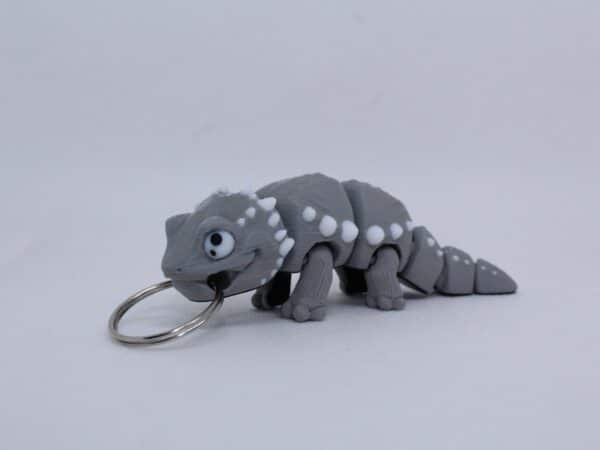 Bearded Dragon Keyring grey body white spikes