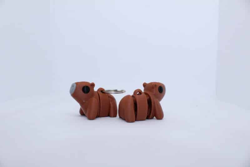Baby Capybara Flexi Keyring Brown