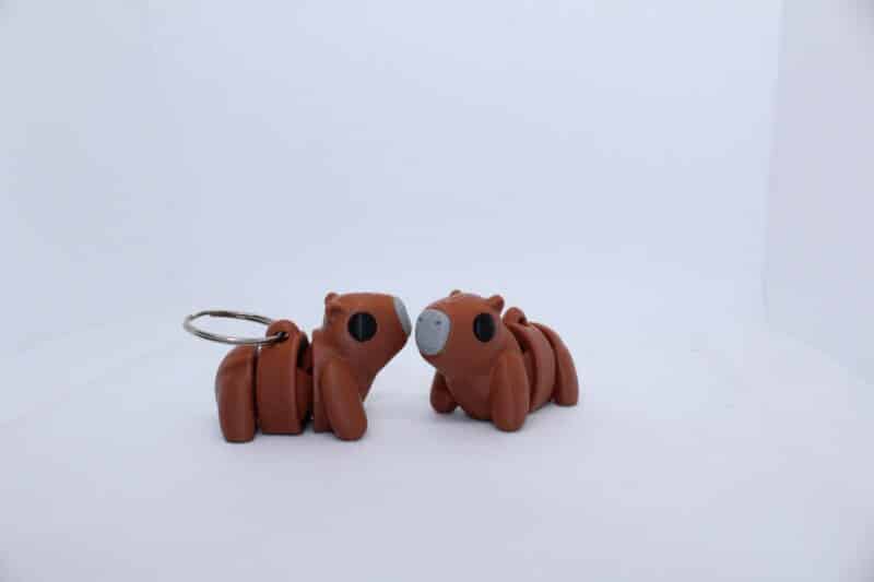 Baby Capybara Flexi Keyring Brown
