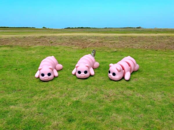 3 little pigs keyrings pink