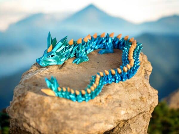 Crystal Dragon Blue Green Silk with Orange Spikes