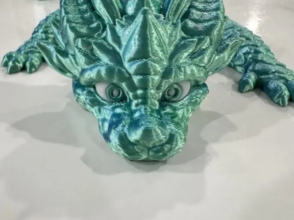 blue green silk fortune dragon