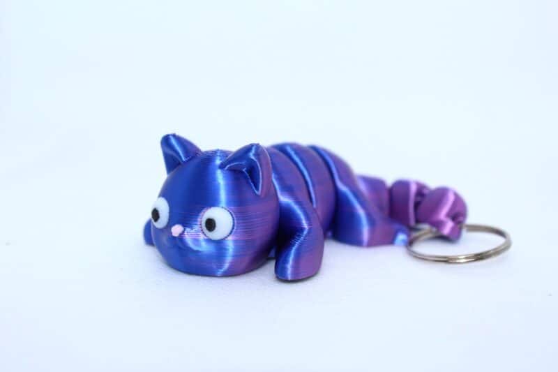 Flexi Cat Keyring Blue Magenta Silk
