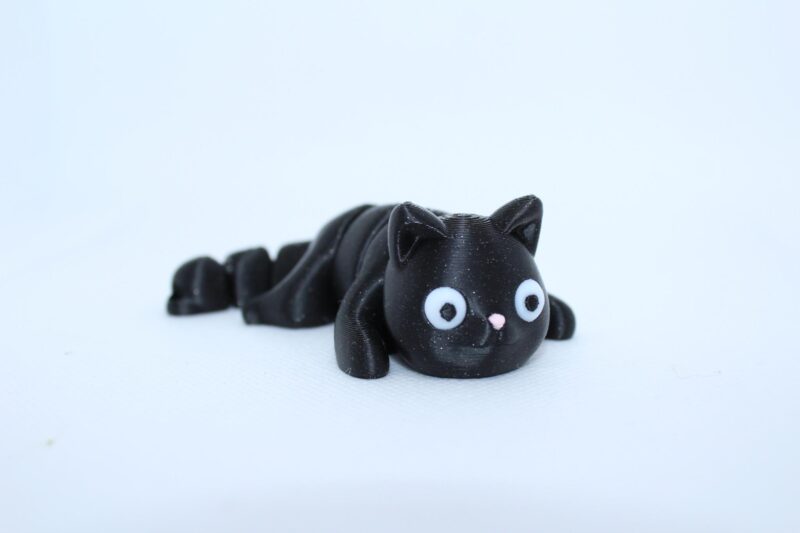 Flexi Cat Keyring Black Sparkle