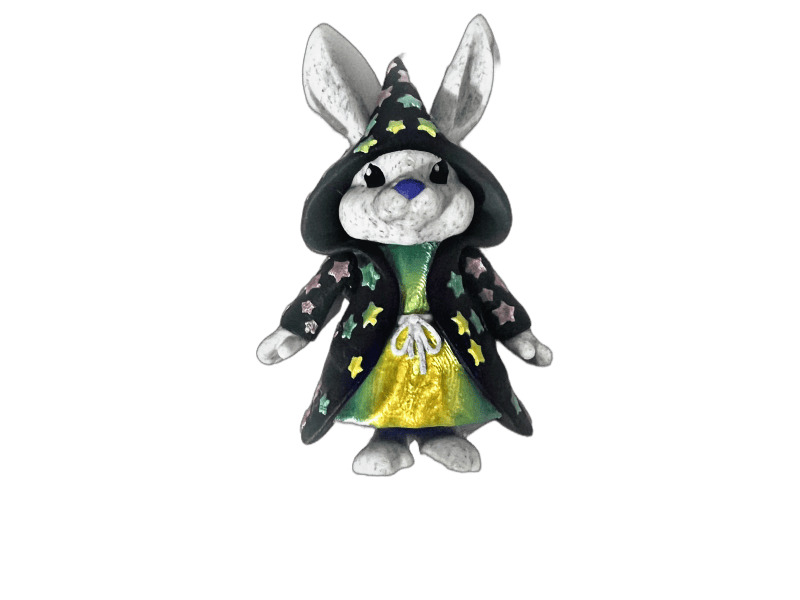 Wizard Bunny Green Stars