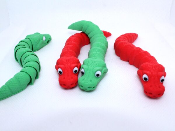 Flexi Snake Keyring Red and Grass Green