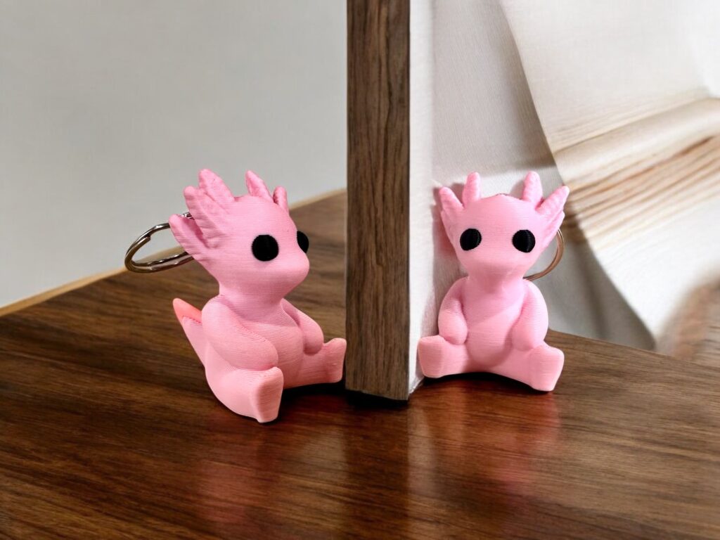 Axolotl Sculpture Keyring Pink Pastel