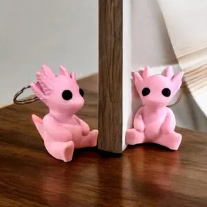 Axolotl Sculpture Keyring Pink Pastel