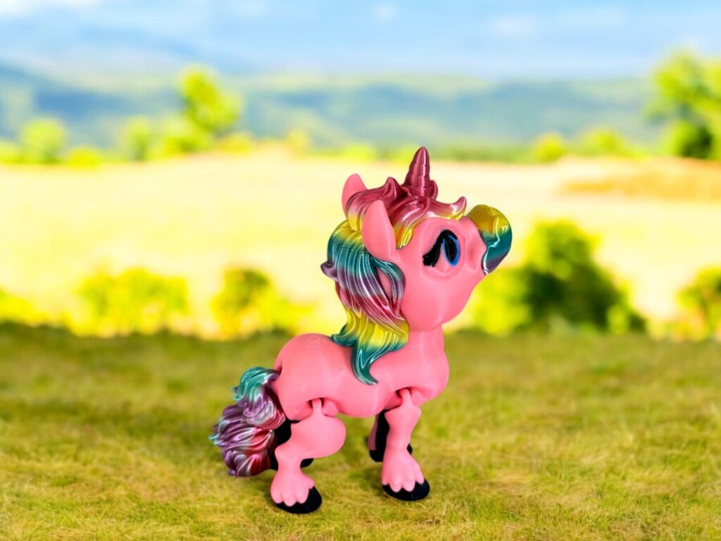 Flexi Pony Unicorn Pink Glow in the dark with Ombre