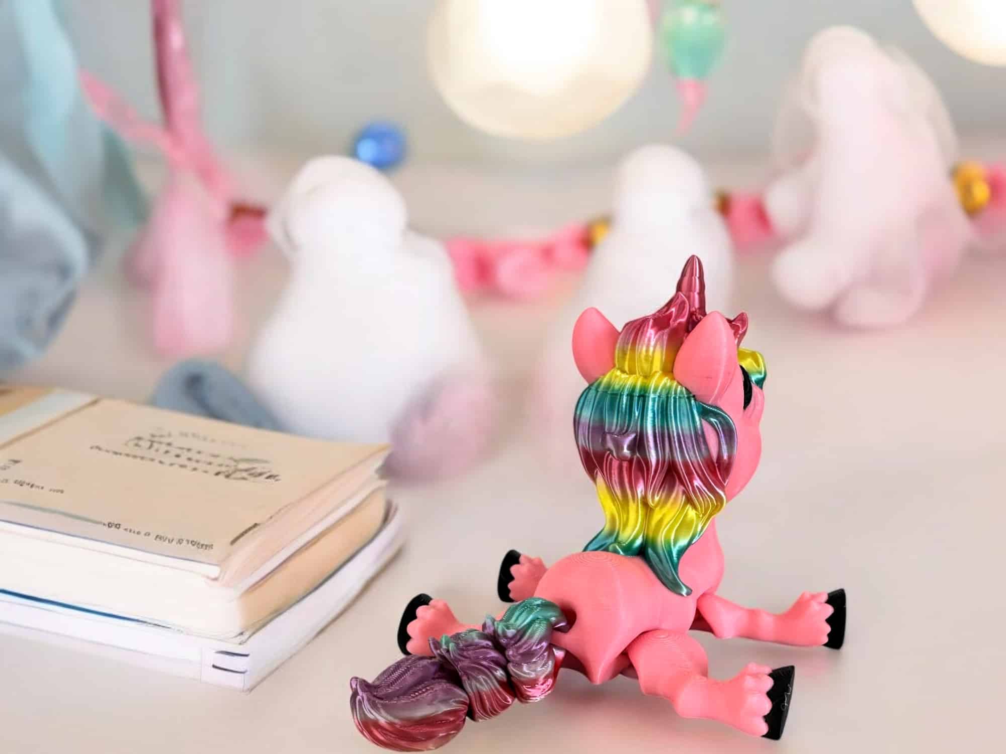 Flexi Pony Unicorn Pink Glow in the dark with Ombre