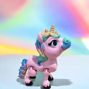 Flexi Pony Unicorn Pink Pastel with Pastel Rainbow Features