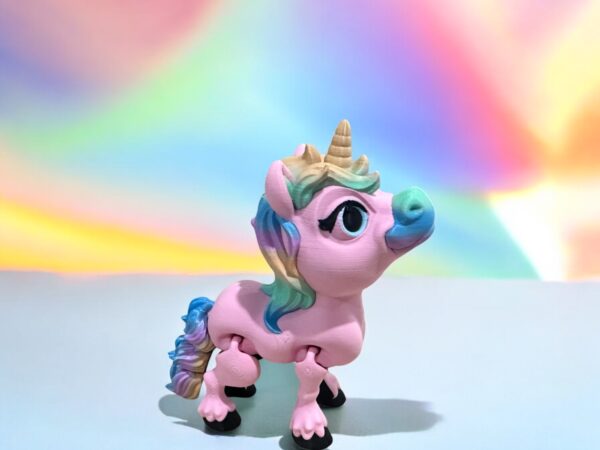 Flexi Pony Unicorn Pink Pastel with Pastel Rainbow Features