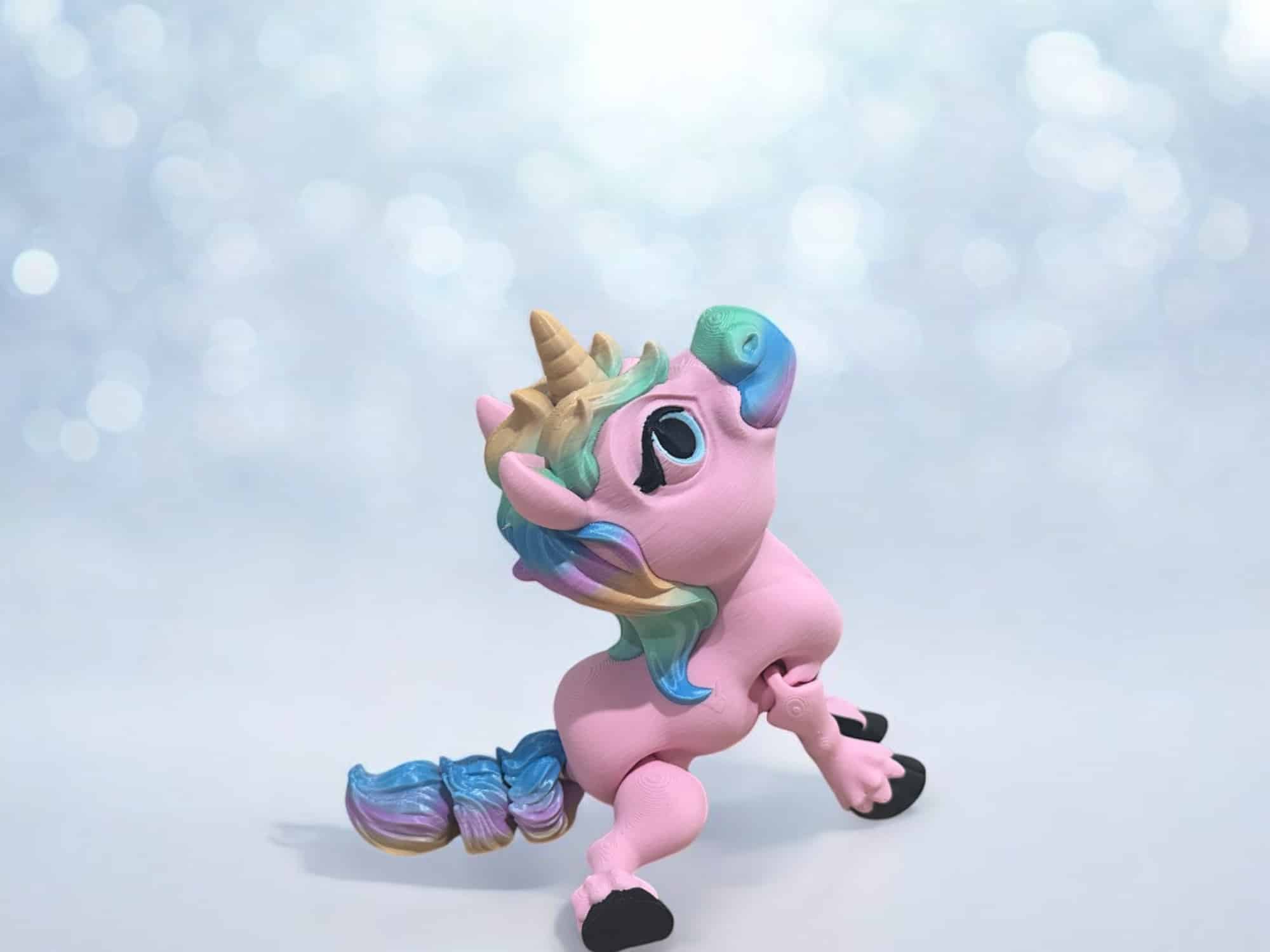 Flexi Pony Unicorn Pink Pastel with Pastel Rainbow Features