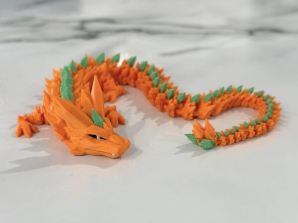 Crystal Dragon - Orange with Green Crystals