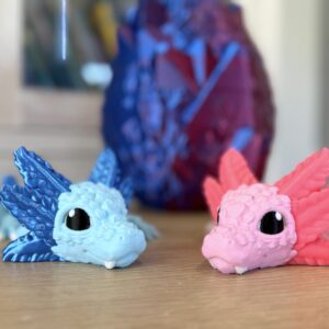 Axolotl Dragon - Pink Pastel with Baby Blue and egg