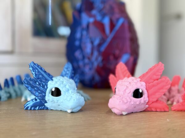 Axolotl Dragon - Pink Pastel with Baby Blue and egg