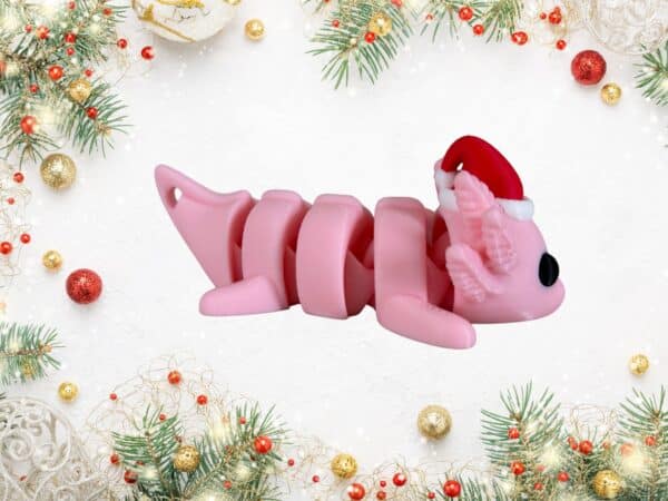 Santa Axolotl Keyring